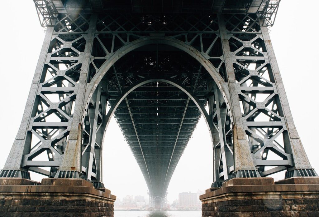bridge, pylon, underneath